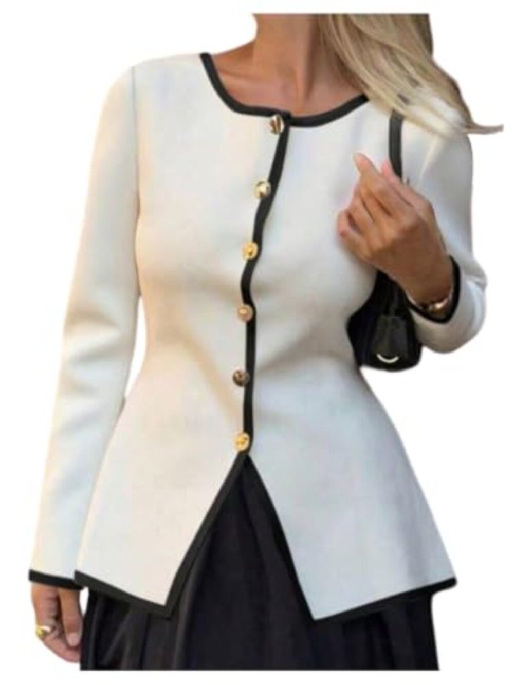 Women's Dressy Button Down Knit Cardigan Contrast Trim Sweater Top